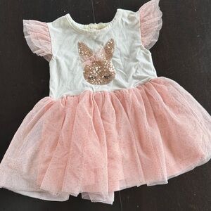 btween White and Pink Bunny Tulle Dress